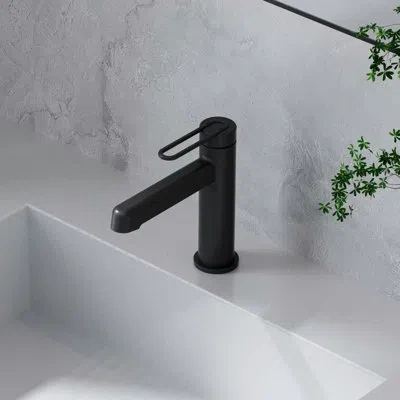 Selected Single Hole Bathroom Faucet With Supply Line In Matte Black
