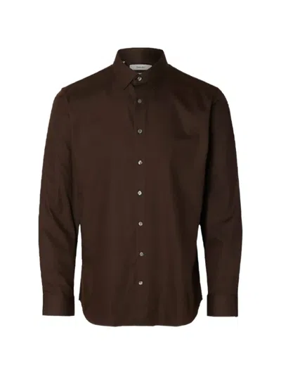 Selected Slim-fit Shirt In Brown