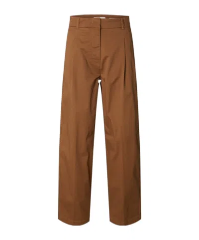 Selected Slwbarrel Trousers In Brown