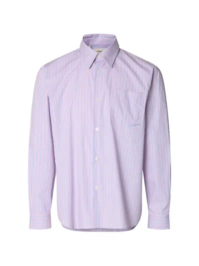 Selected Striped Chest-pocket Shirt In Purple
