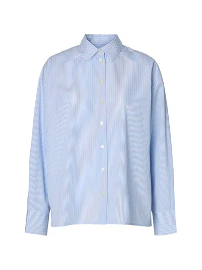 Selected Striped Long-sleeve Shirt In Blue