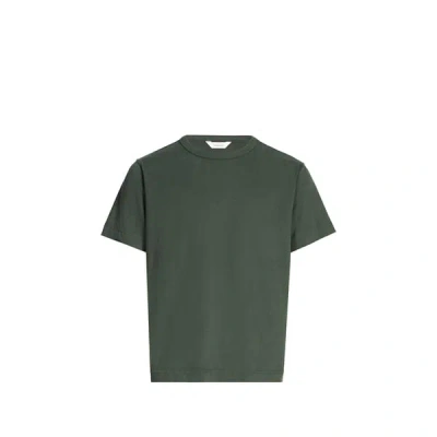 Selected T-shirt Col Rond En Coton Organique In Green