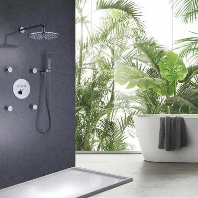 Selected Thermostatic 4-jet Bathroom Complete Shower System With Rough-in Valve In Chrome