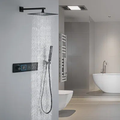 Selected Thermostatic Complete Shower System With Rough In-valve In Matte Black