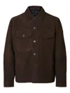 Selected Button-down Long-sleeved Casual Jacket In Brown