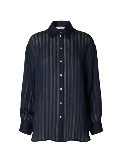 Selected Toran Oversized Striped Shirt In Blue
