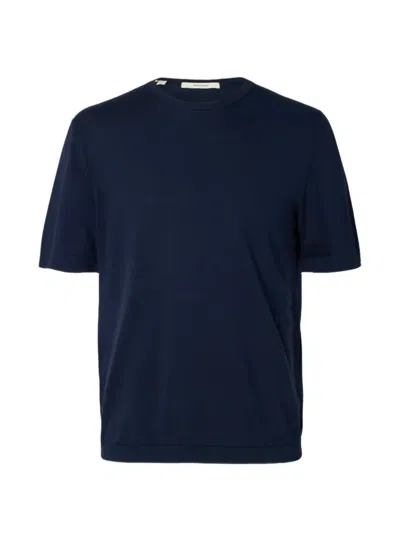 Selected Torino Knitted T-shirt In Blue