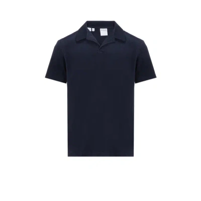 Selected Towelling Polo Shirt In Blue