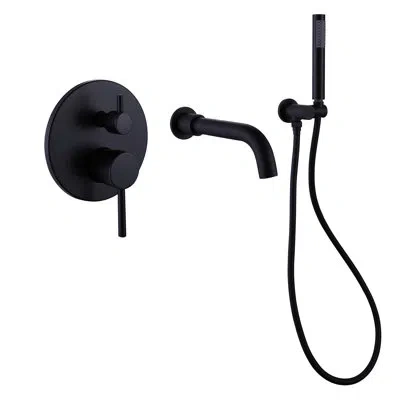 Selected Tub And Shower Faucet With Rough-in Valve In Matte Black