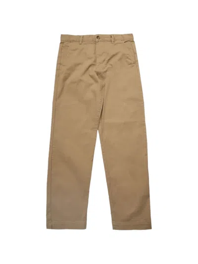 Selected Twill Loose-fit Trousers In Brown