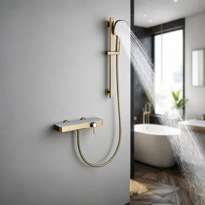 Selected Two Function Complete Shower System With Slide Bar 2.1 Gpm In Brushed Gold