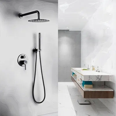 Selected Wall Mount Shower Faucet With Rough-in Valve In Matte Black