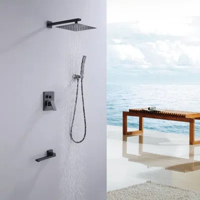 Selected Wall Mounted Tub And Shower With Rough In Valve For Bathroom In Matte Black