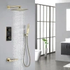 Selected Wall-mounted Digital Thermostatic Push-button 3-function Shower System In Brushed Gold