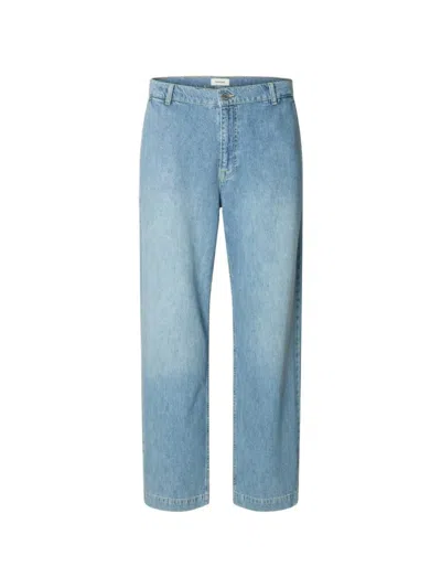 Selected Washed-effect Straight-leg Jeans In Blue