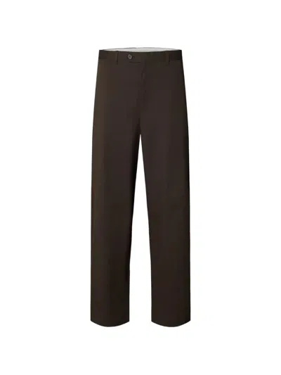 Selected Wide-leg Trousers In Brown
