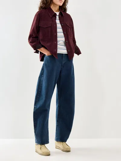 Selected Womens Essential Striped Boxy T-shirt Blue