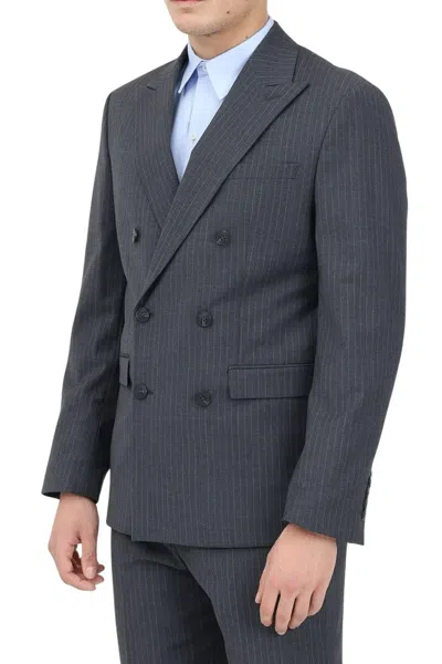 Selected Wool Double-breasted Jacket - Grey In Gray