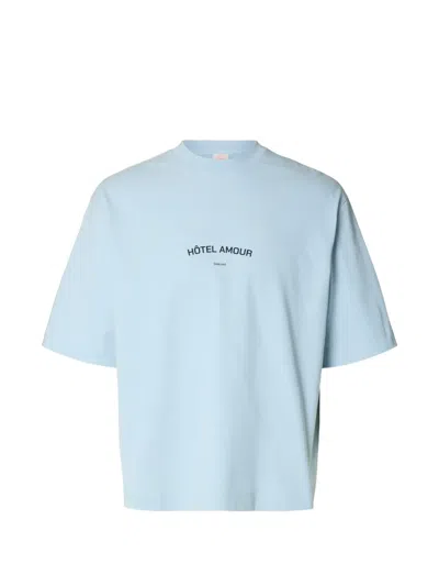 Selected X Hotel Amour Logo-print T-shirt In Blue