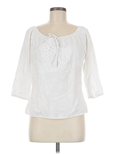 Pre-owned Selene Sport 3/4 Sleeve Blouse In White