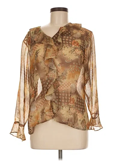 Pre-owned Selene Sport Long Sleeve Blouse In Gold