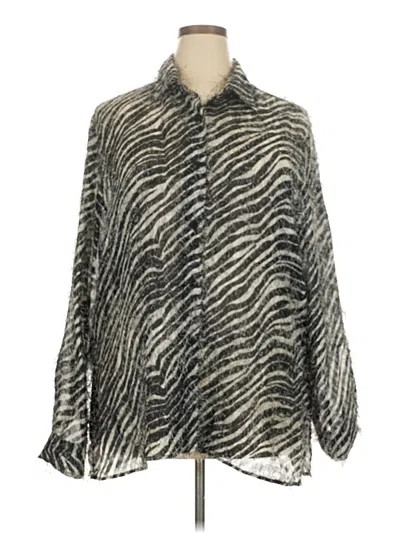 Pre-owned Selene Sport Long Sleeve Blouse In Silver
