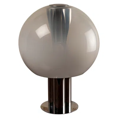 Pre-owned Selenova Italian Table Lamp By  In Chromed Metal And Glass, 1970s In Transparent