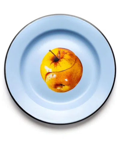 Seletti 16843 Enamel Apple Plate In Blue