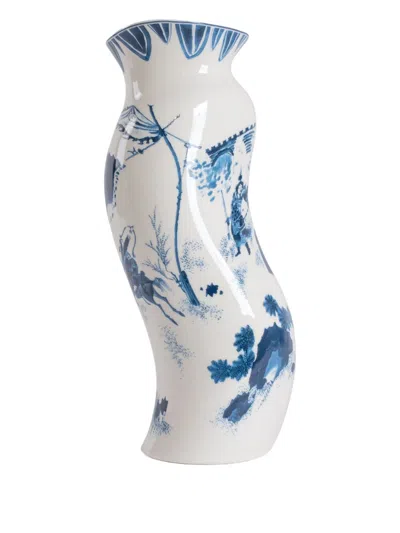 Seletti Acid King Wen Curved Porcelain Vase (18cm X 13.5cm) In Multi