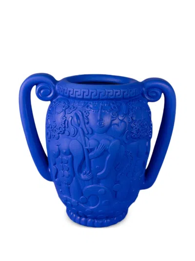 Seletti Amphora Relief Vase In Blue