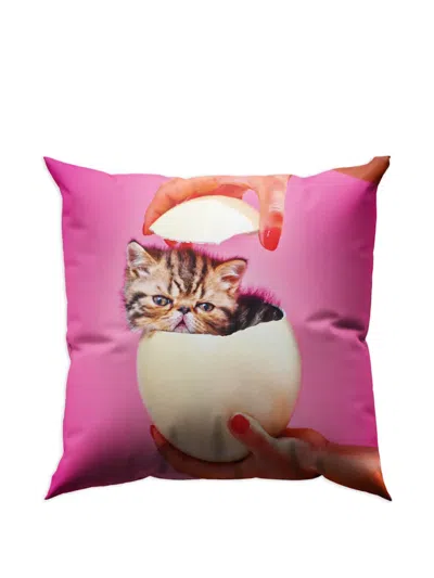 Seletti Cat Surprise Cushion In Pink