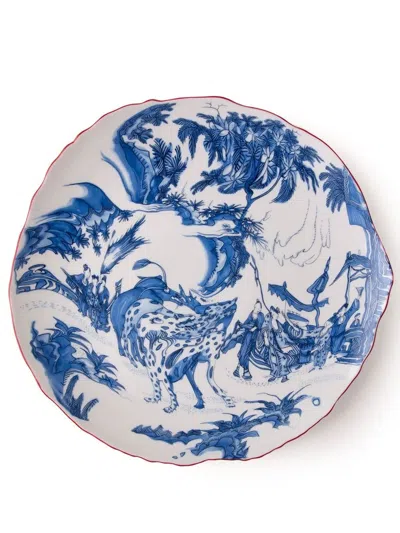 Seletti X Diesel Living Blu Chinoiserie Porcelain Plate In Weiss