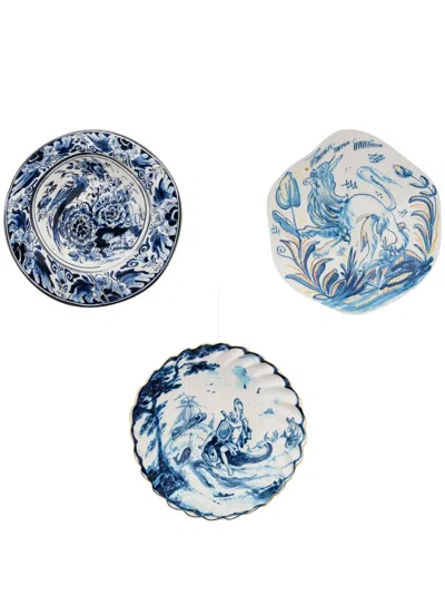 Seletti Set Aus Drei Classics On Acid Tellern In Blu