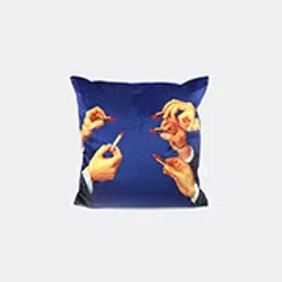 Seletti Lipstick Cushion In Blue