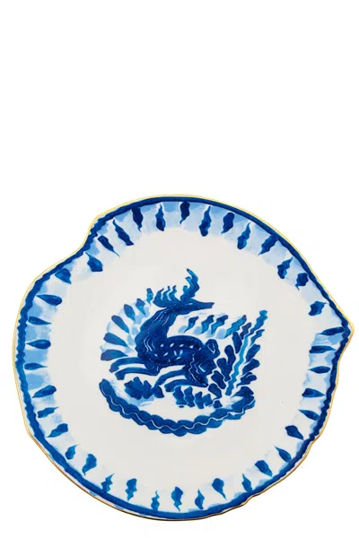 Seletti 'deer' Classics On Acid Silk X Diesel Living Dessert Plate ⌀ 2 In Blue