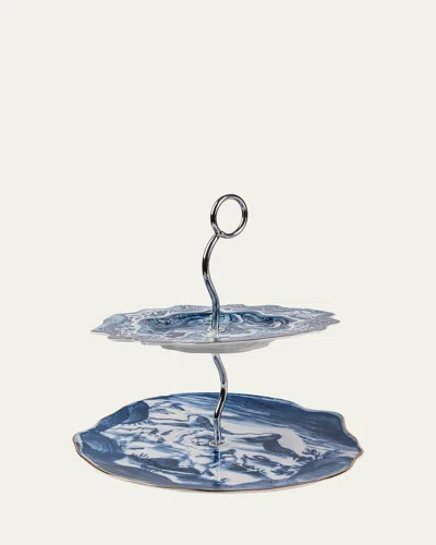 Seletti Diesel Classics On Acid Cake Stand In Blue-white