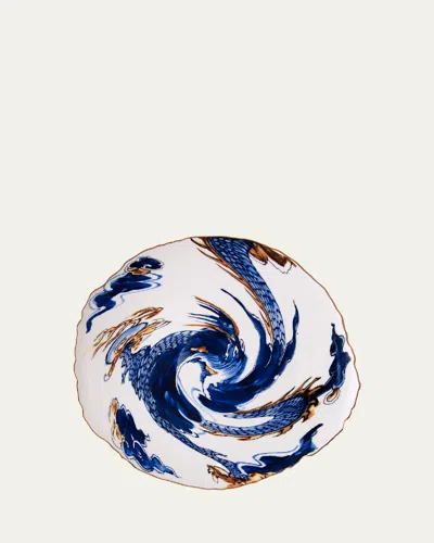 Seletti Diesel Classics On Acid Imari Dragon Dinner Plate In White-blue-yellow