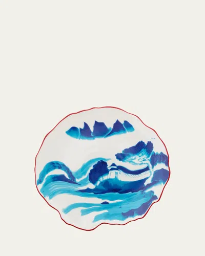Seletti Diesel Classics On Acid Melting Landscape Dessert Plate In Blue-white-red