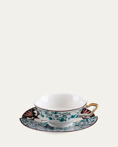 Seletti Hybrid Aspero Teacup & Saucer In Green