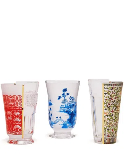 Seletti Hybrid Clarice Set Of Three Glasses In Neutrals