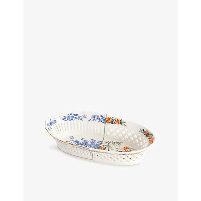 Seletti Hybrid Desivia Bone-china Porcelain Bread Basket In Multi