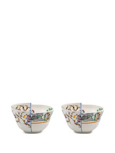 Seletti Hybrid Irene Floral-patterned Bowl (set Of Two) In Multi