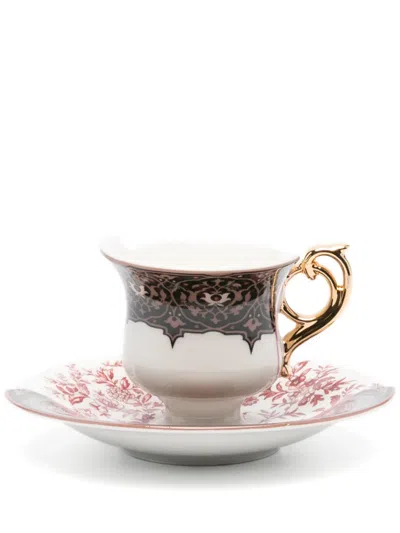 Seletti Hybrid Sagala Floral-print Coffee Cup Set In White