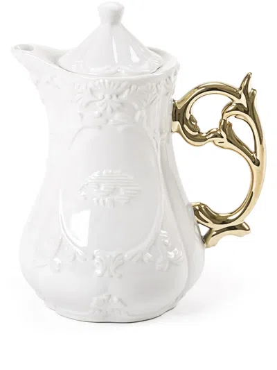 Seletti I-wares Gold Porcelain Teapot 23cm In White
