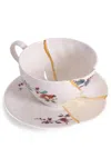 Seletti Kintsugi 2 Porcelain Coffee Cup And Saucer In White