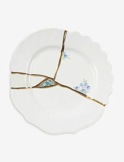 Seletti Kintsugi N3 Porcelain And 24ct Gold Fruit Plate 21cm In Multicolor