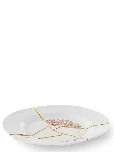 Seletti Kintsugi Plates Multicolor In White