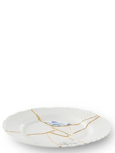Seletti Kintsugi Plates Multicolor In White