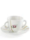 Seletti Kintsugi Tea Cup Set In White