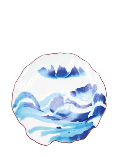 Seletti Landscape Porcelain Dessert Plate In Blue
